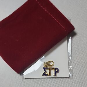 Sigma Gamma Rho Sorority 3 letters Gold Crystal Charm